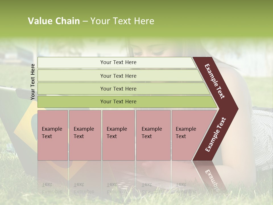 A Woman Laying On The Grass Using A Laptop Computer PowerPoint Template