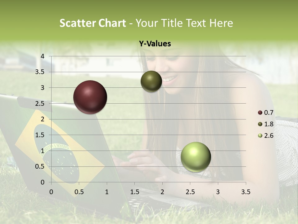 A Woman Laying On The Grass Using A Laptop Computer PowerPoint Template