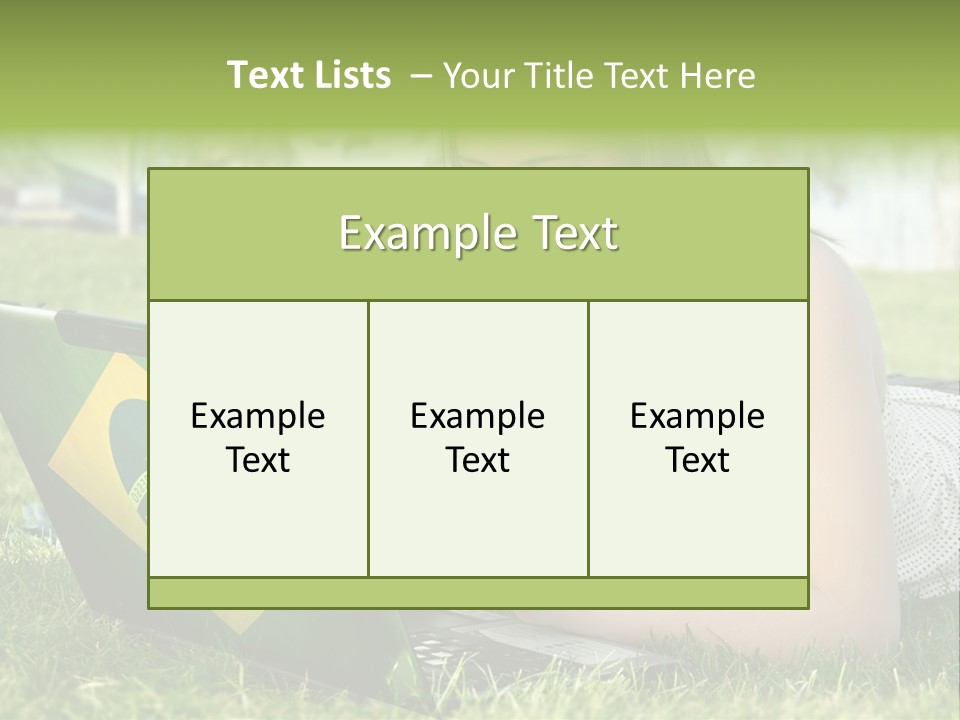 A Woman Laying On The Grass Using A Laptop Computer PowerPoint Template