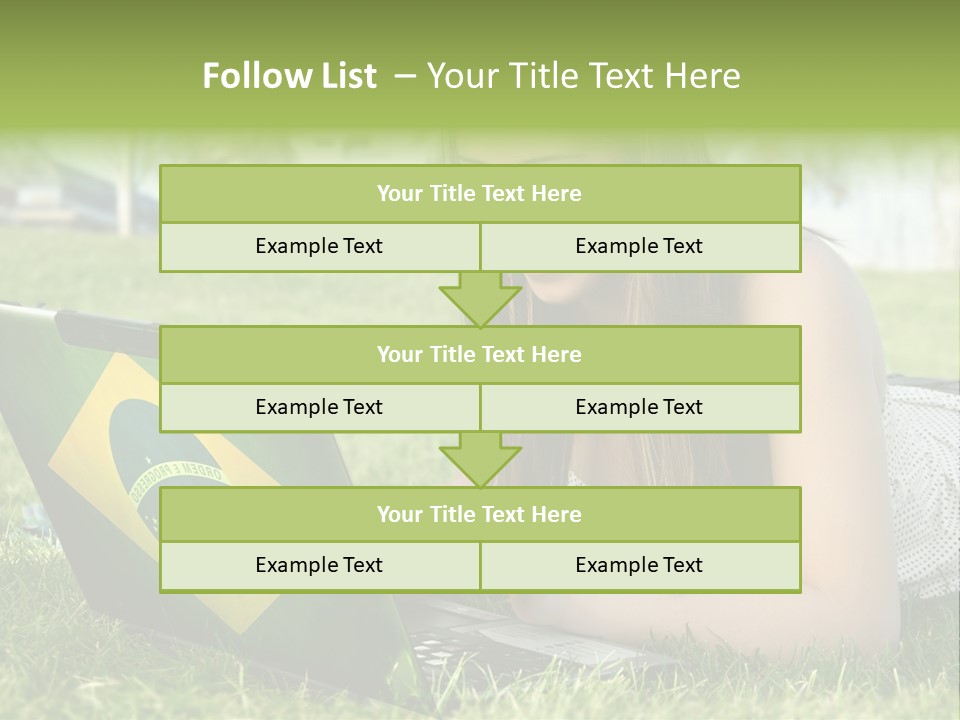 A Woman Laying On The Grass Using A Laptop Computer PowerPoint Template