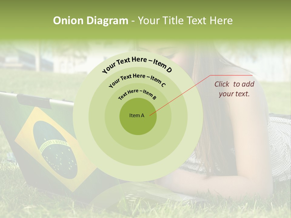 A Woman Laying On The Grass Using A Laptop Computer PowerPoint Template