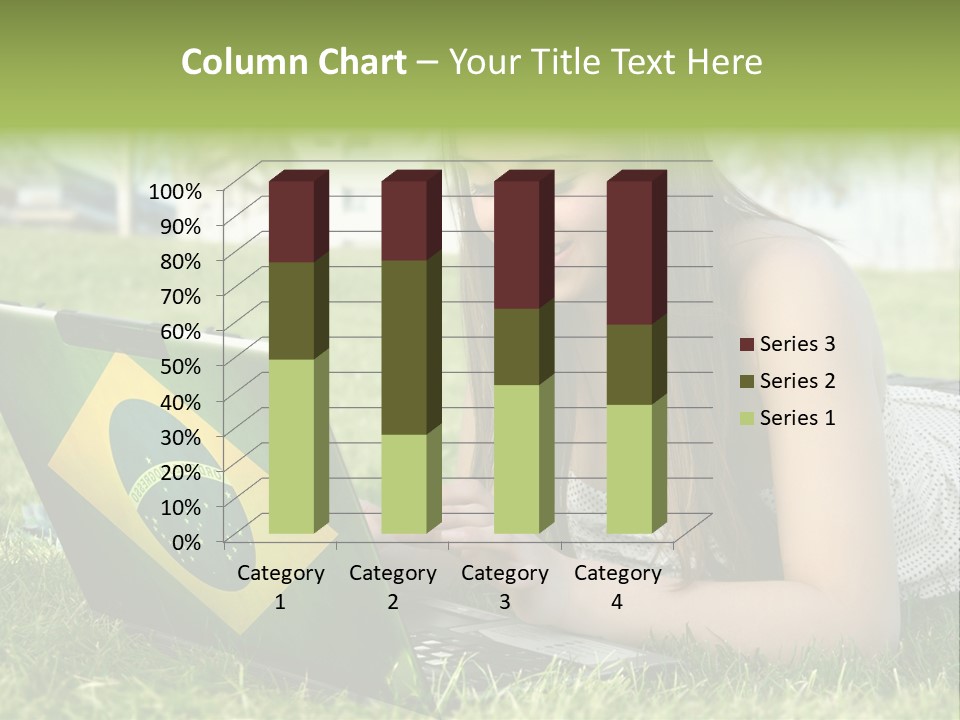 A Woman Laying On The Grass Using A Laptop Computer PowerPoint Template