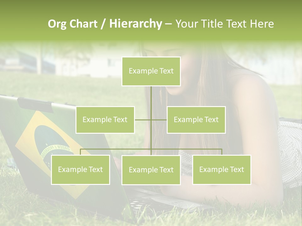 A Woman Laying On The Grass Using A Laptop Computer PowerPoint Template