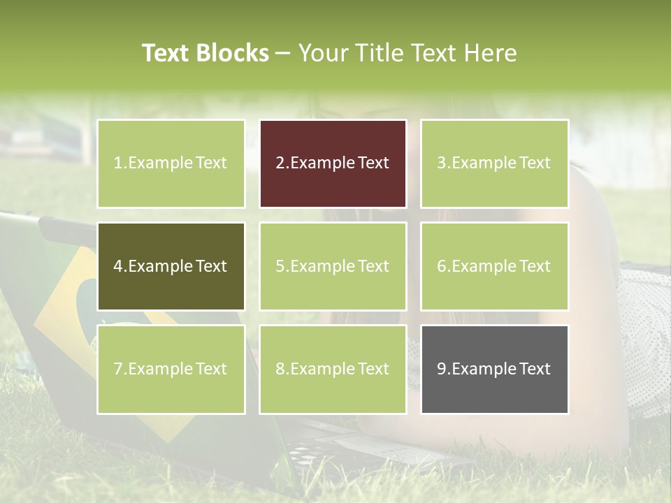 A Woman Laying On The Grass Using A Laptop Computer PowerPoint Template