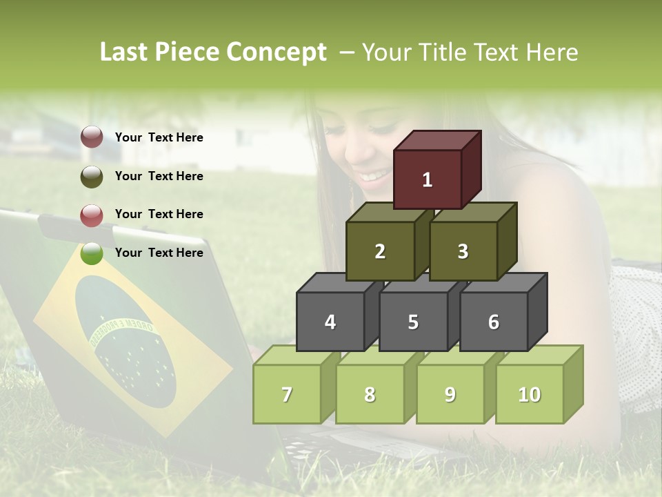 A Woman Laying On The Grass Using A Laptop Computer PowerPoint Template