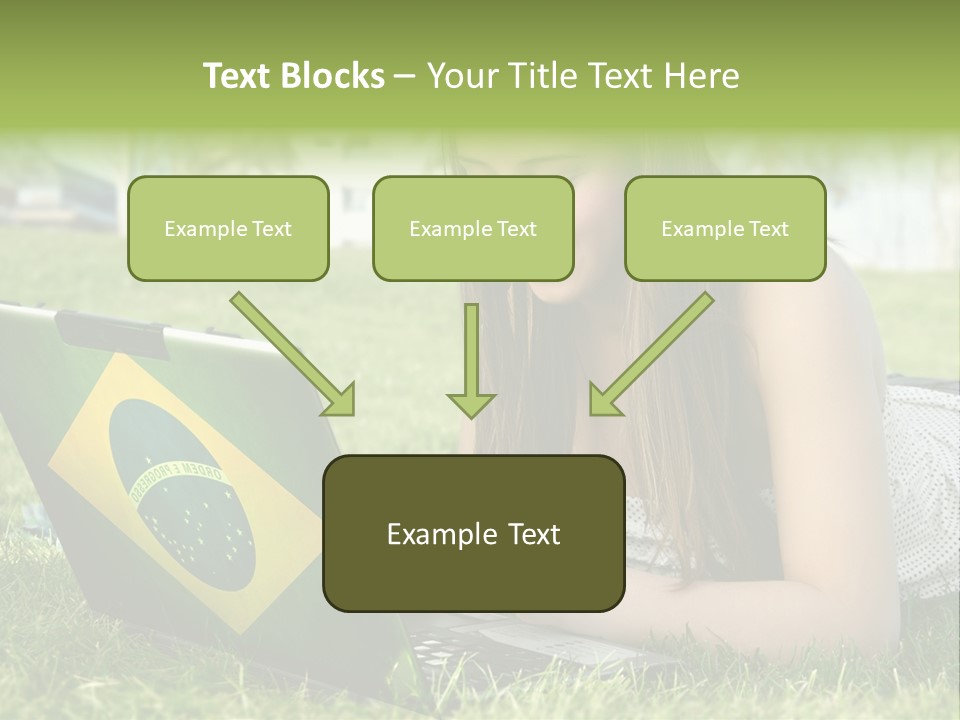 A Woman Laying On The Grass Using A Laptop Computer PowerPoint Template