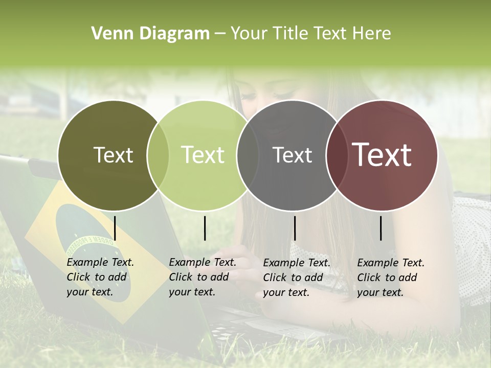 A Woman Laying On The Grass Using A Laptop Computer PowerPoint Template