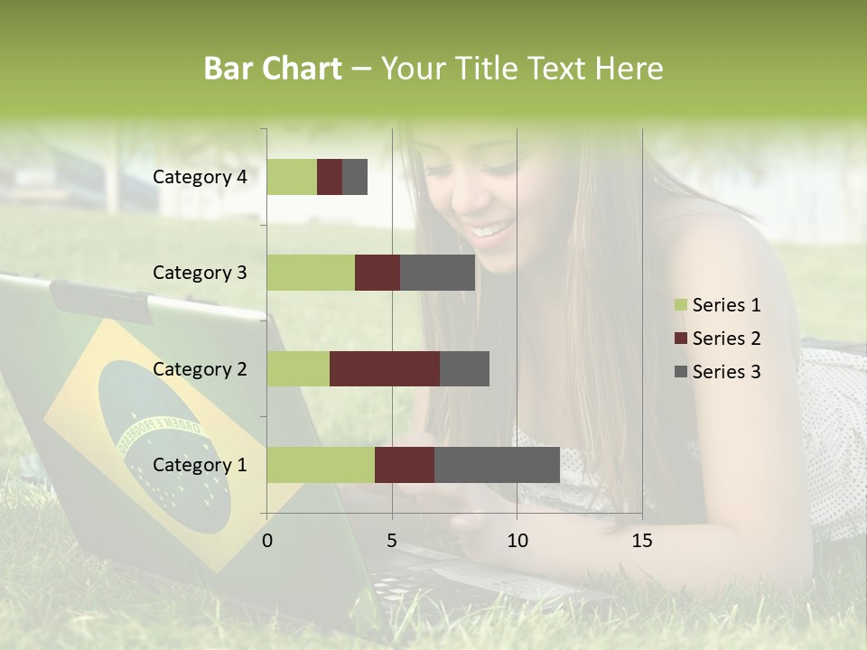 A Woman Laying On The Grass Using A Laptop Computer PowerPoint Template