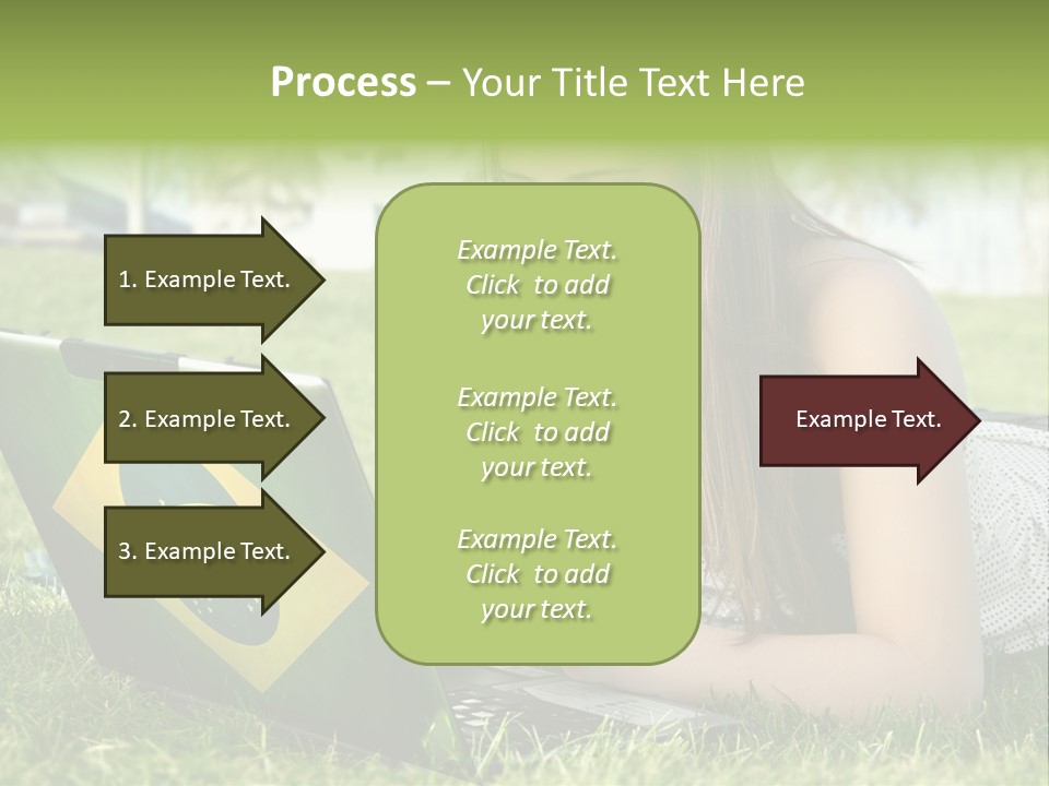 A Woman Laying On The Grass Using A Laptop Computer PowerPoint Template