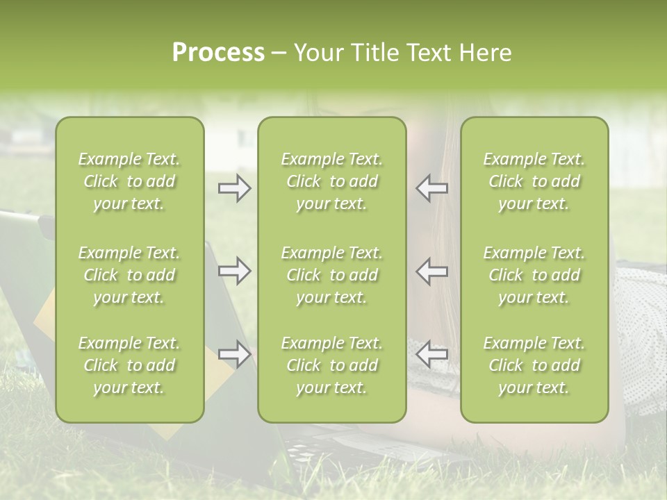 A Woman Laying On The Grass Using A Laptop Computer PowerPoint Template