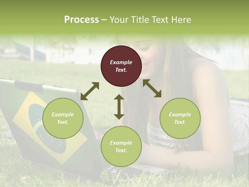 A Woman Laying On The Grass Using A Laptop Computer PowerPoint Template