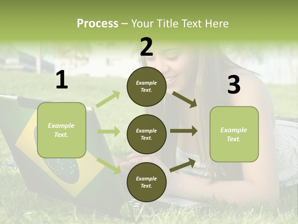 A Woman Laying On The Grass Using A Laptop Computer PowerPoint Template