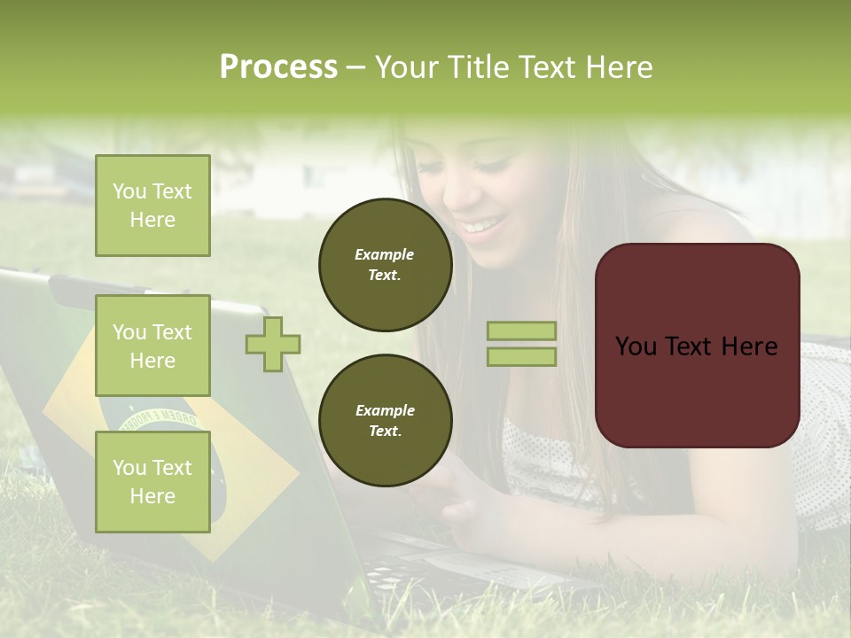A Woman Laying On The Grass Using A Laptop Computer PowerPoint Template
