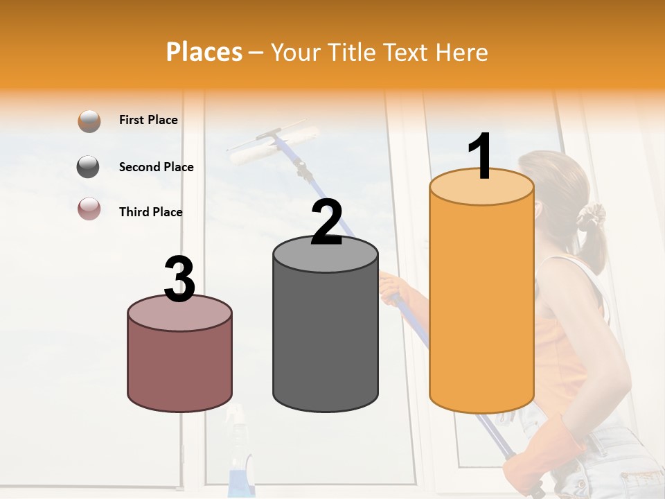 A Woman Cleaning Windows With A Mop PowerPoint Template