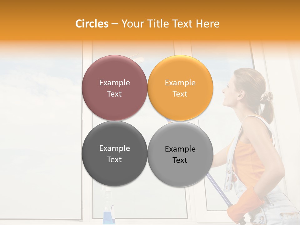 A Woman Cleaning Windows With A Mop PowerPoint Template