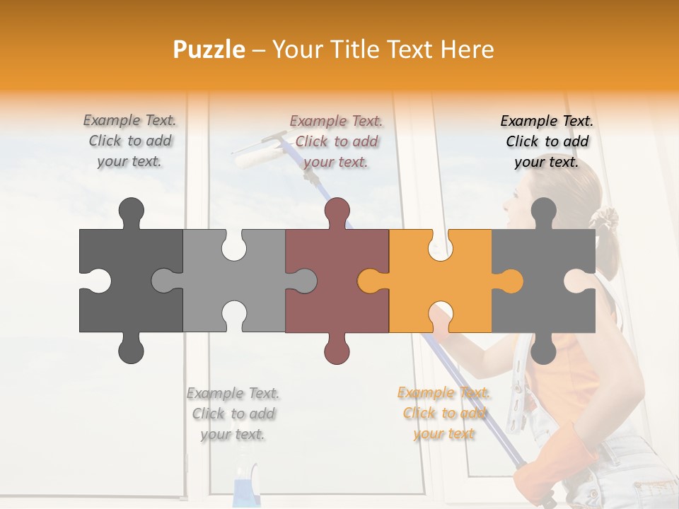 A Woman Cleaning Windows With A Mop PowerPoint Template