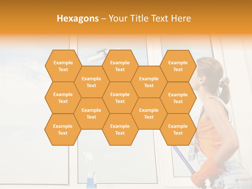 A Woman Cleaning Windows With A Mop PowerPoint Template