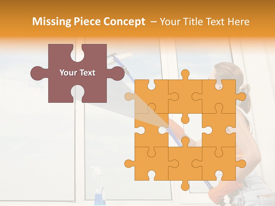 A Woman Cleaning Windows With A Mop PowerPoint Template