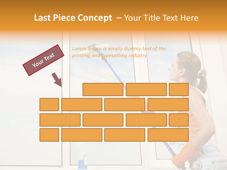 A Woman Cleaning Windows With A Mop PowerPoint Template