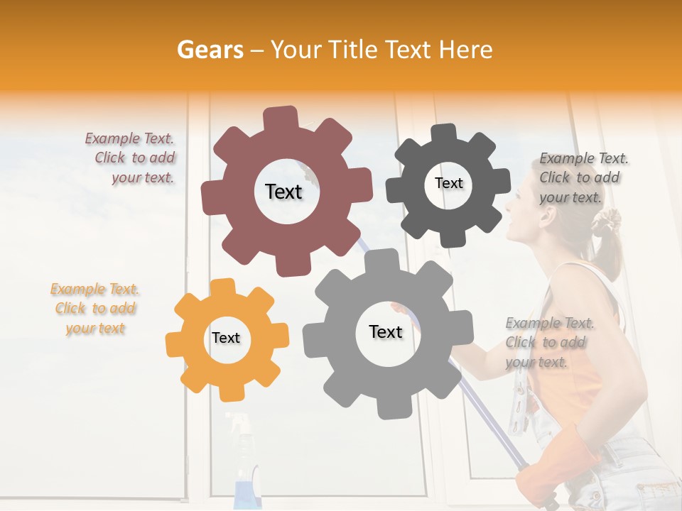 A Woman Cleaning Windows With A Mop PowerPoint Template