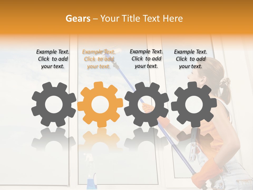 A Woman Cleaning Windows With A Mop PowerPoint Template