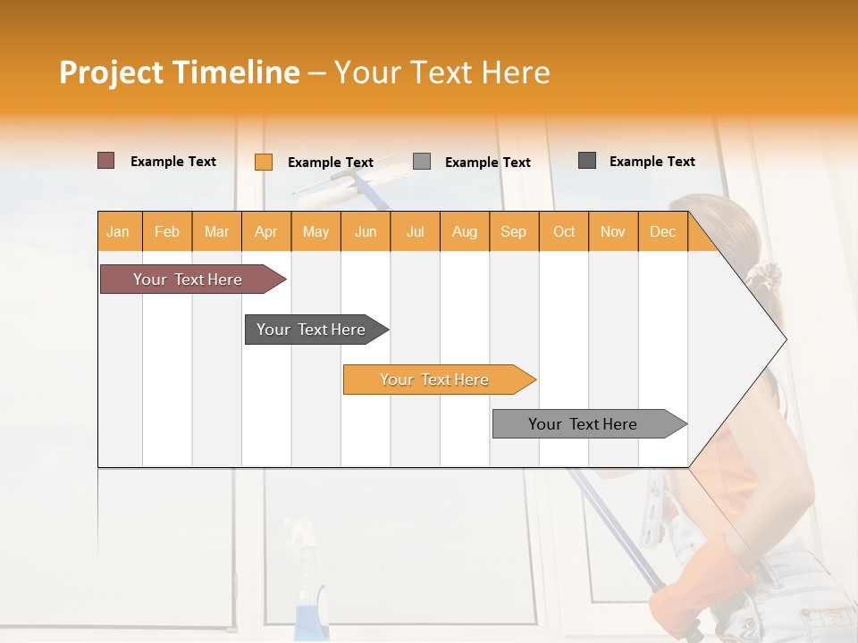 A Woman Cleaning Windows With A Mop PowerPoint Template