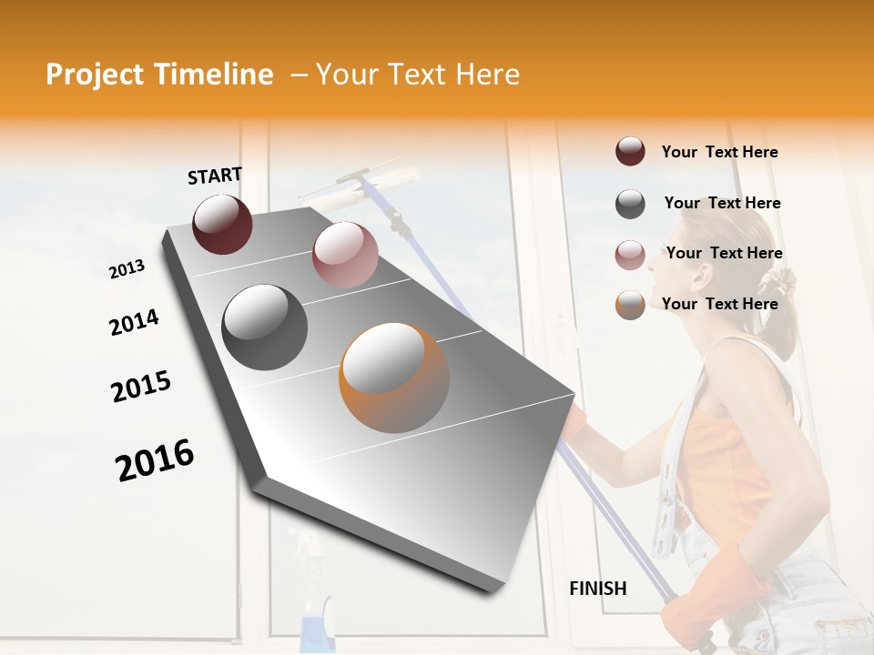 A Woman Cleaning Windows With A Mop PowerPoint Template
