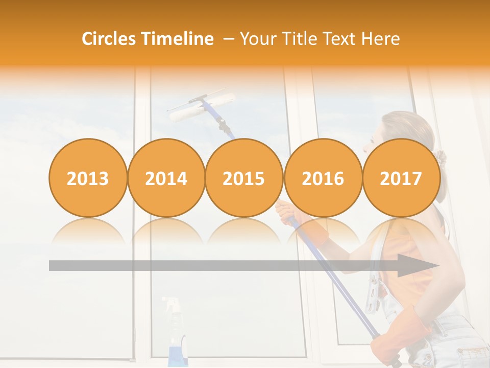 A Woman Cleaning Windows With A Mop PowerPoint Template