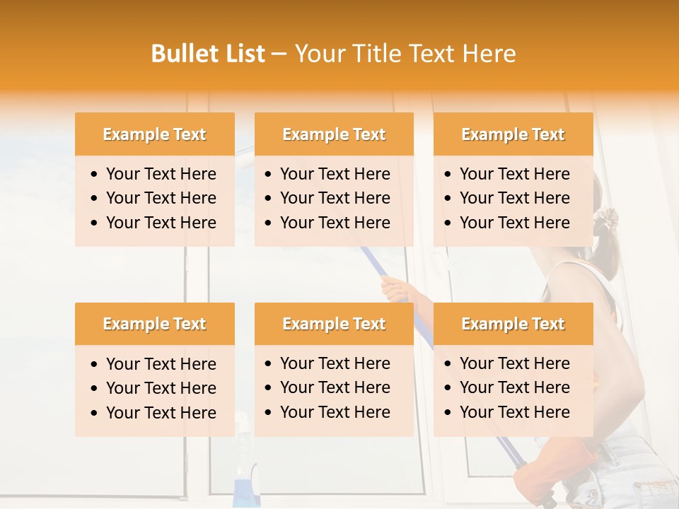 A Woman Cleaning Windows With A Mop PowerPoint Template
