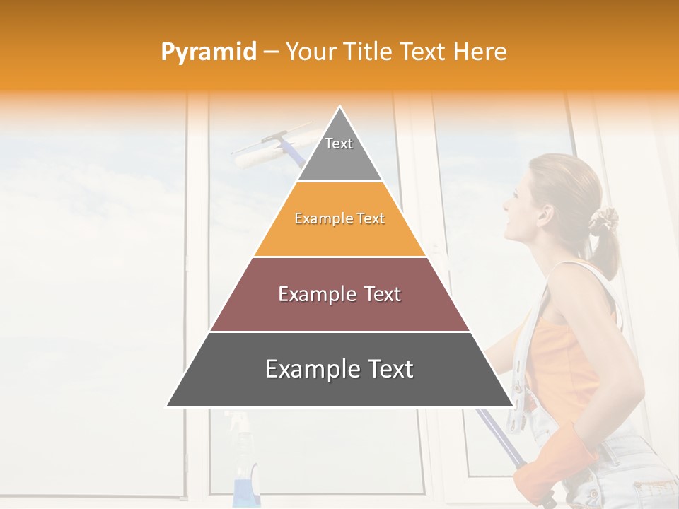 A Woman Cleaning Windows With A Mop PowerPoint Template