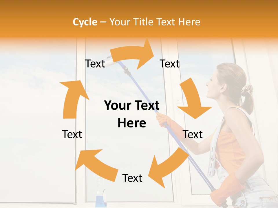 A Woman Cleaning Windows With A Mop PowerPoint Template