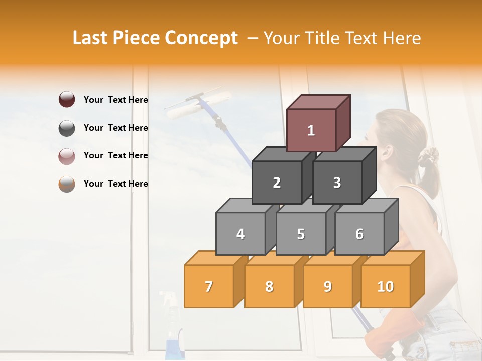 A Woman Cleaning Windows With A Mop PowerPoint Template