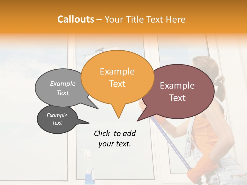 A Woman Cleaning Windows With A Mop PowerPoint Template