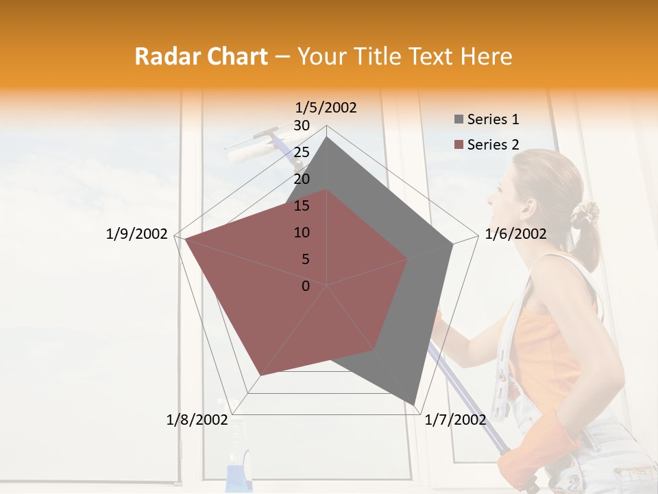 A Woman Cleaning Windows With A Mop PowerPoint Template