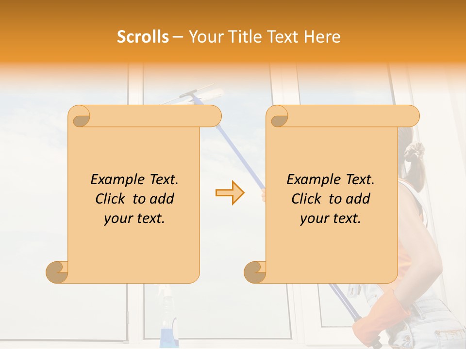 A Woman Cleaning Windows With A Mop PowerPoint Template
