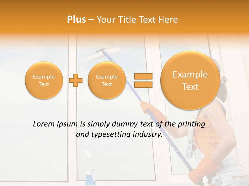 A Woman Cleaning Windows With A Mop PowerPoint Template