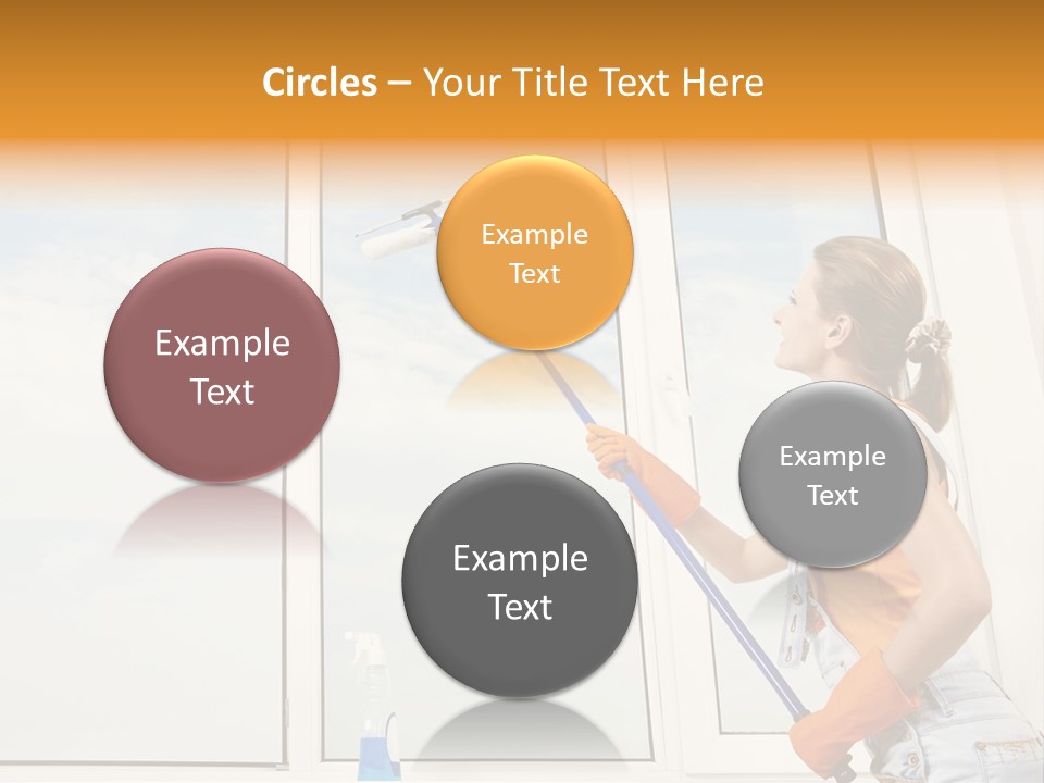 A Woman Cleaning Windows With A Mop PowerPoint Template