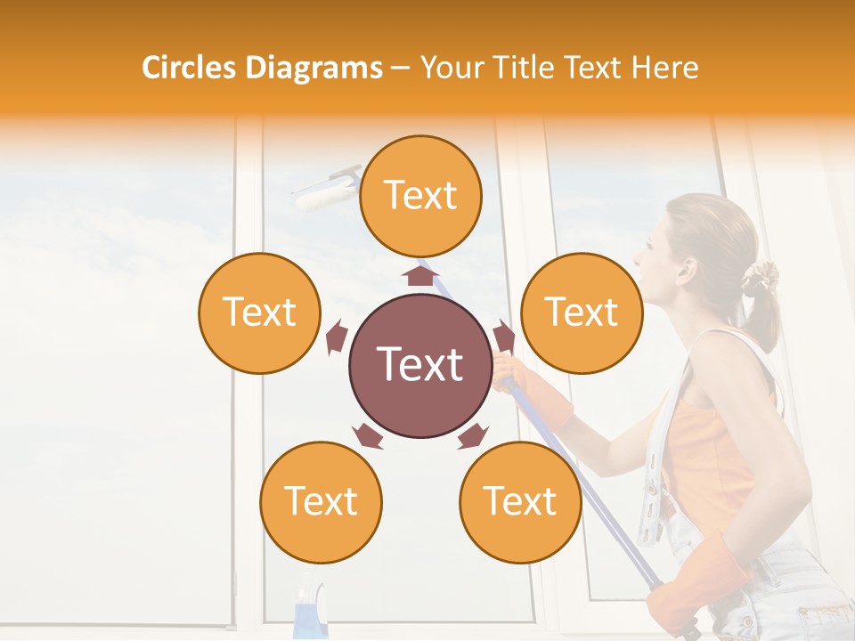 A Woman Cleaning Windows With A Mop PowerPoint Template