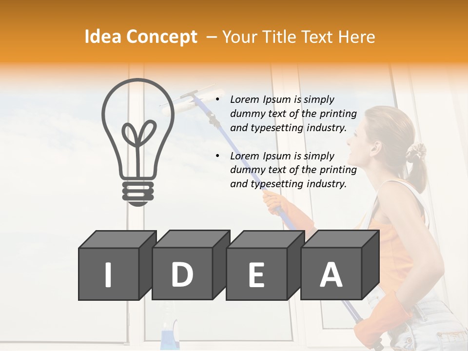 A Woman Cleaning Windows With A Mop PowerPoint Template