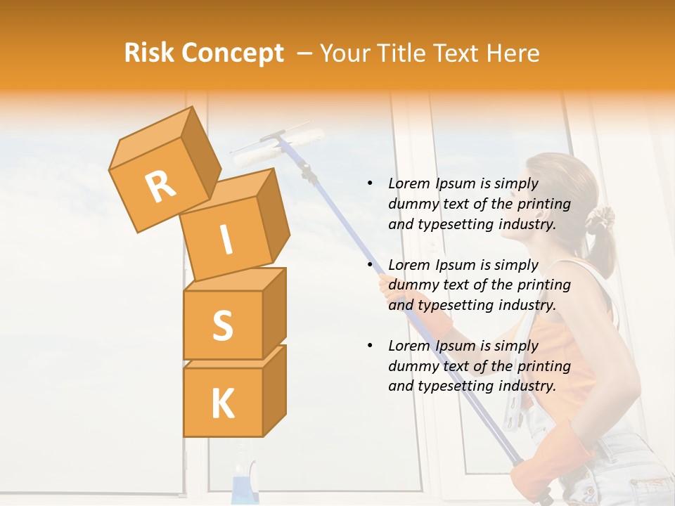 A Woman Cleaning Windows With A Mop PowerPoint Template