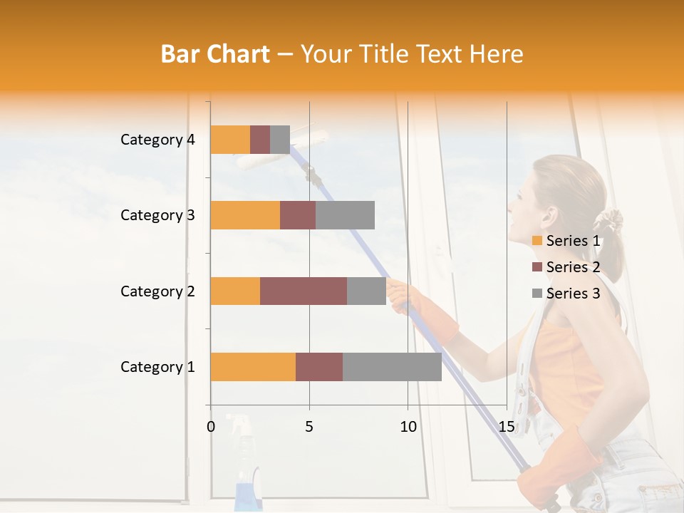 A Woman Cleaning Windows With A Mop PowerPoint Template