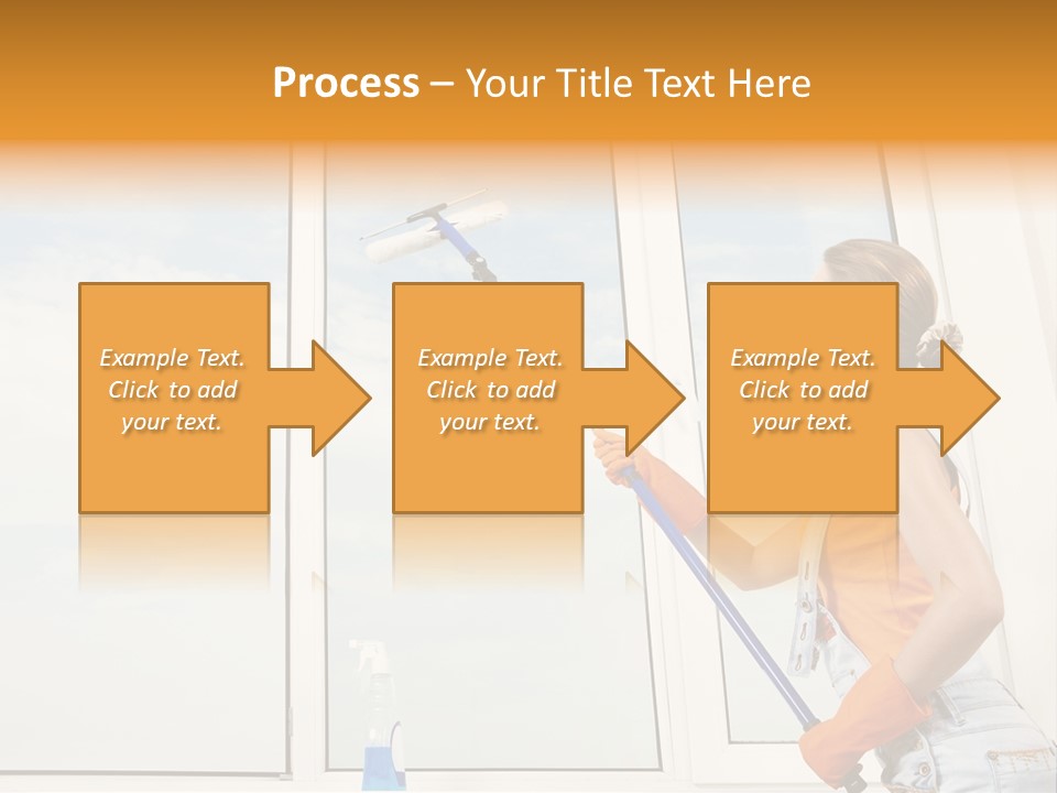 A Woman Cleaning Windows With A Mop PowerPoint Template