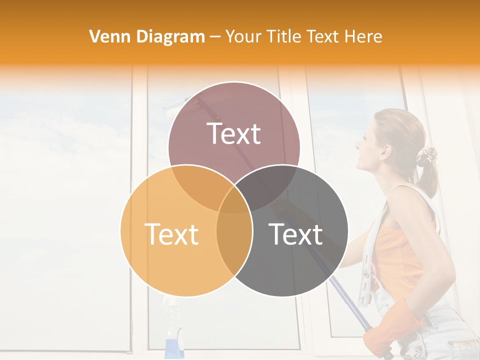 A Woman Cleaning Windows With A Mop PowerPoint Template