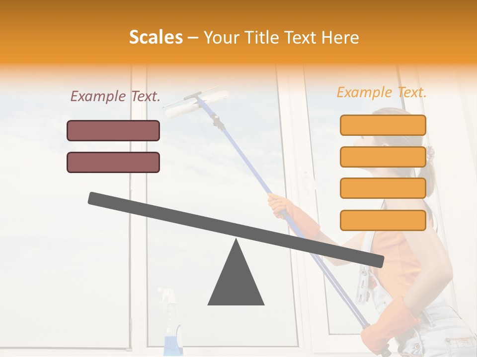 A Woman Cleaning Windows With A Mop PowerPoint Template