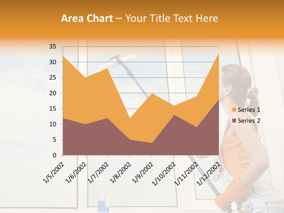 A Woman Cleaning Windows With A Mop PowerPoint Template