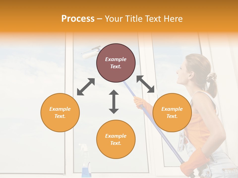 A Woman Cleaning Windows With A Mop PowerPoint Template