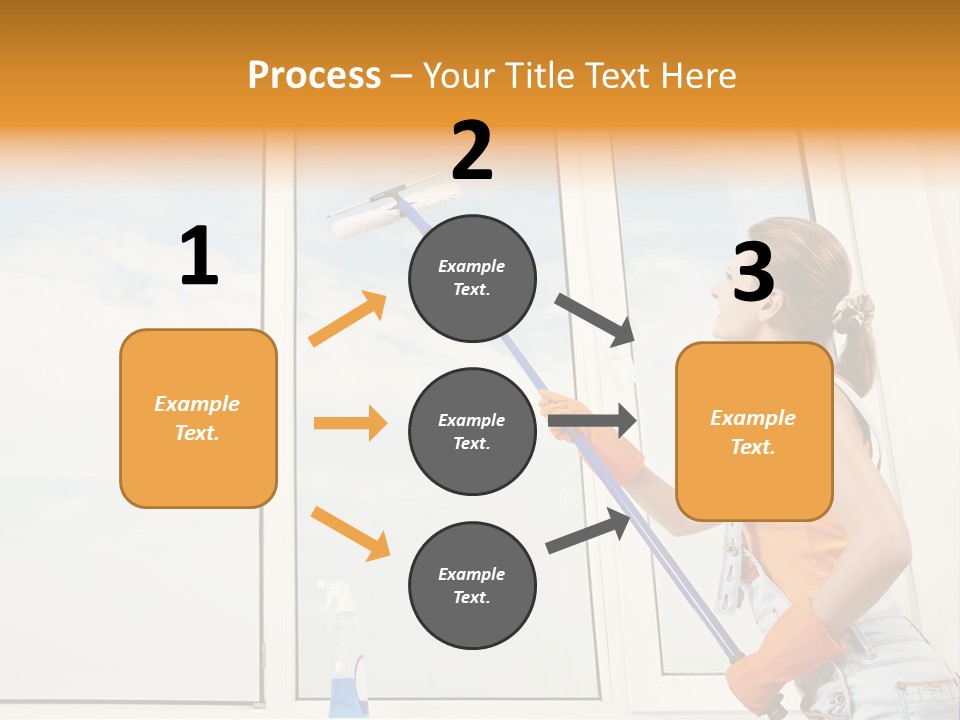 A Woman Cleaning Windows With A Mop PowerPoint Template