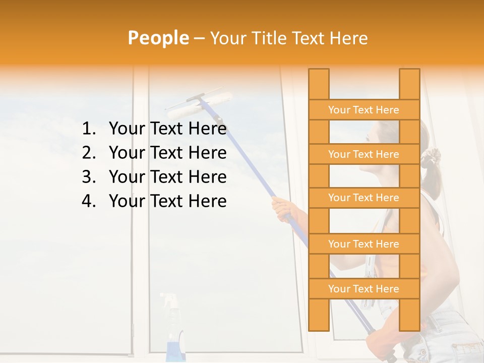 A Woman Cleaning Windows With A Mop PowerPoint Template