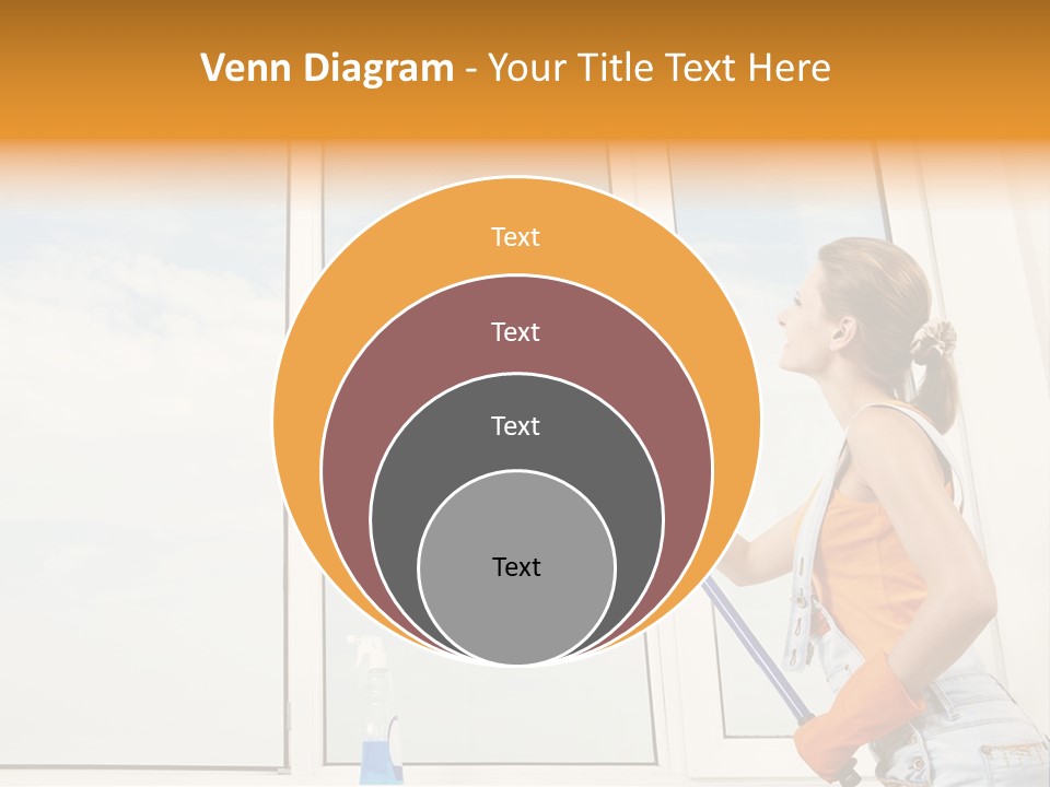 A Woman Cleaning Windows With A Mop PowerPoint Template