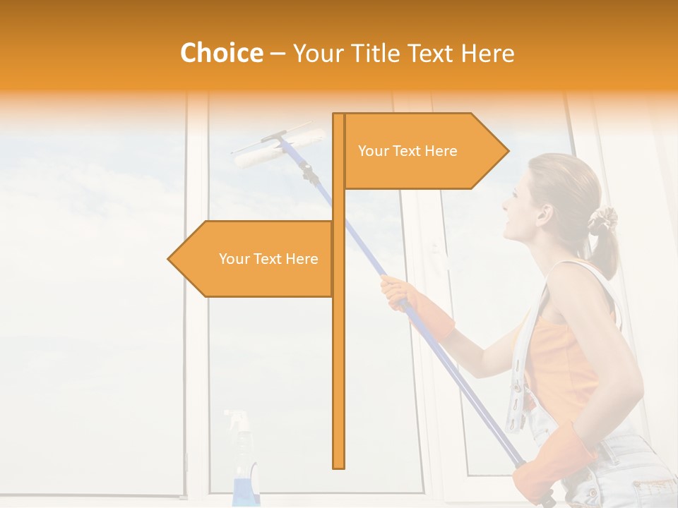 A Woman Cleaning Windows With A Mop PowerPoint Template
